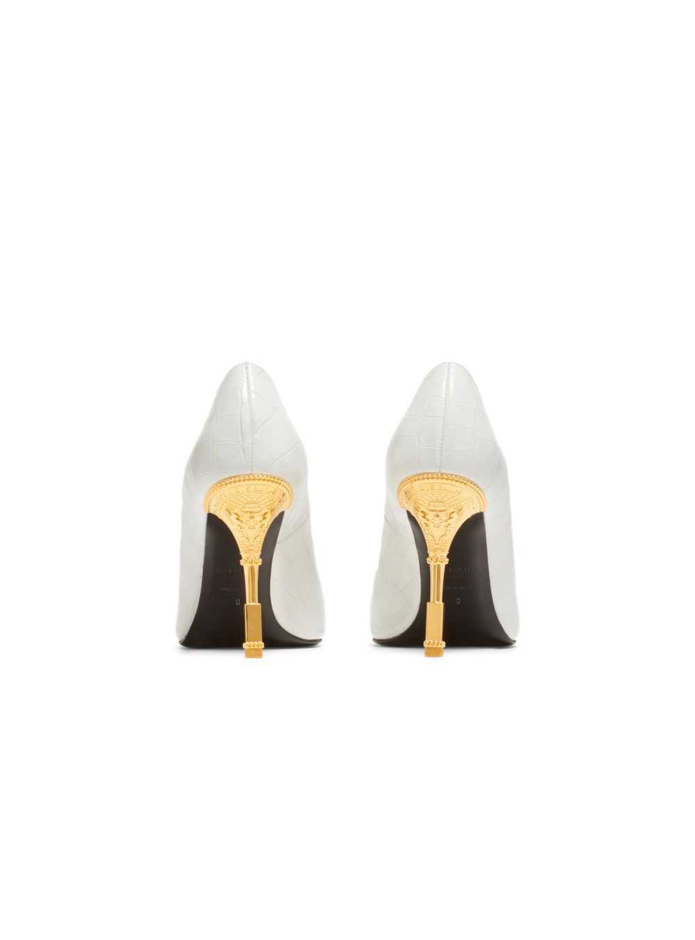 Balmain Moneta Pumps In Crocodile-embossed Leather White | ECQYFPX-10