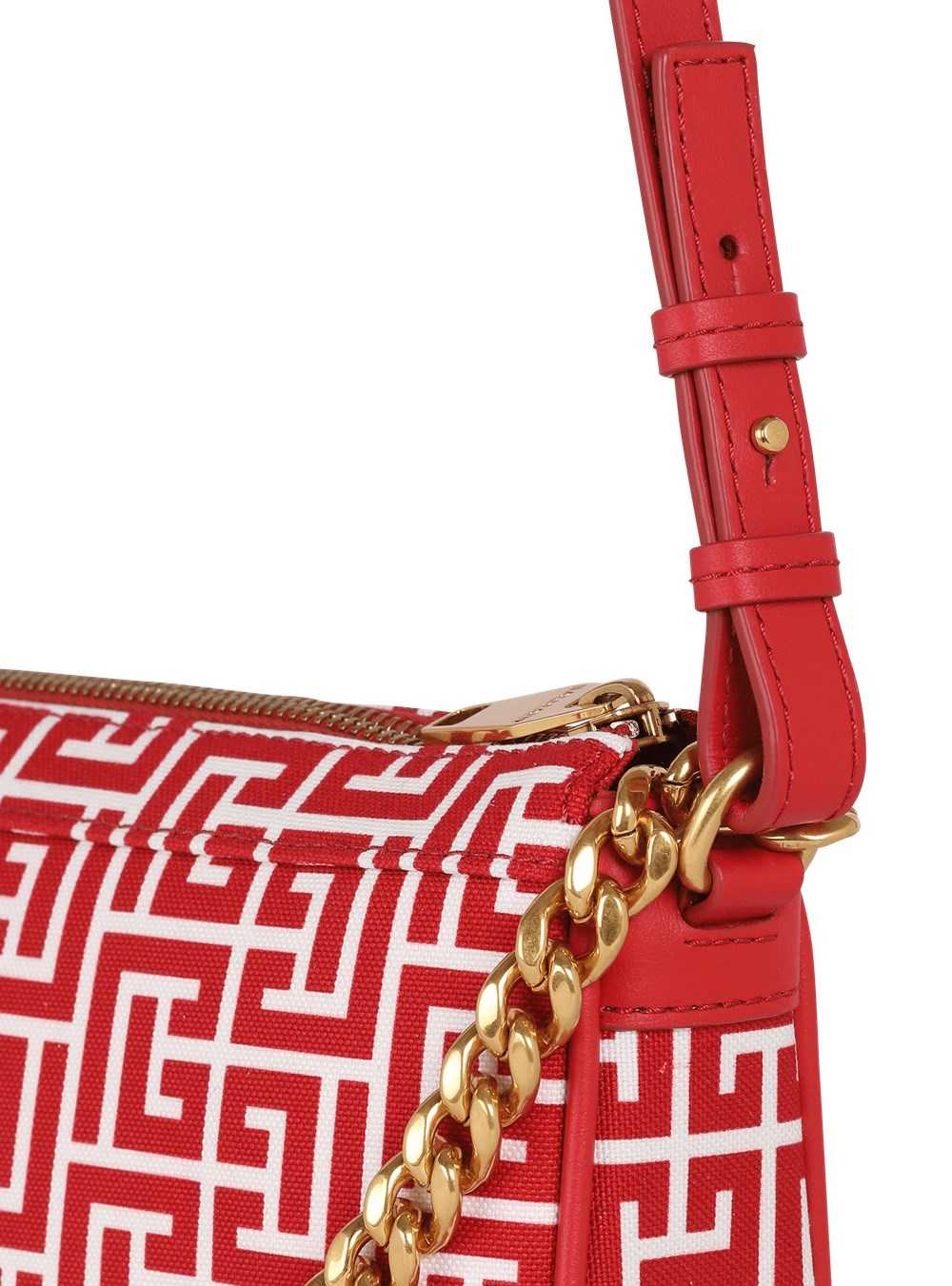 Balmain Monogram Canvas B-army Clutch Bag Red | LDGQHVW-84