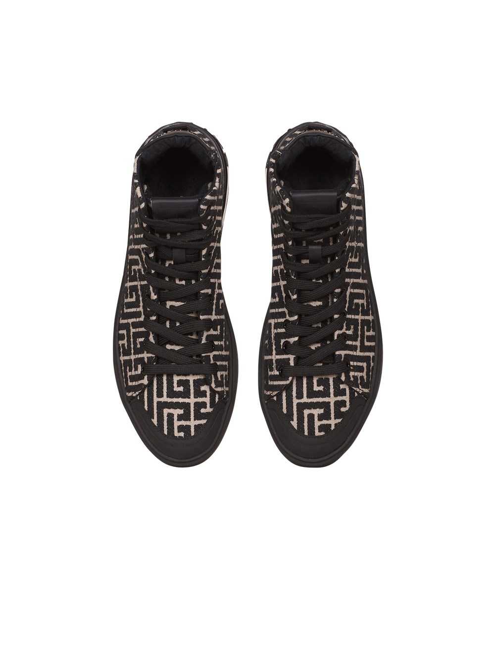 Balmain Monogram Jacquard B-court High-top Sneakers Black | XSQTNWV-68