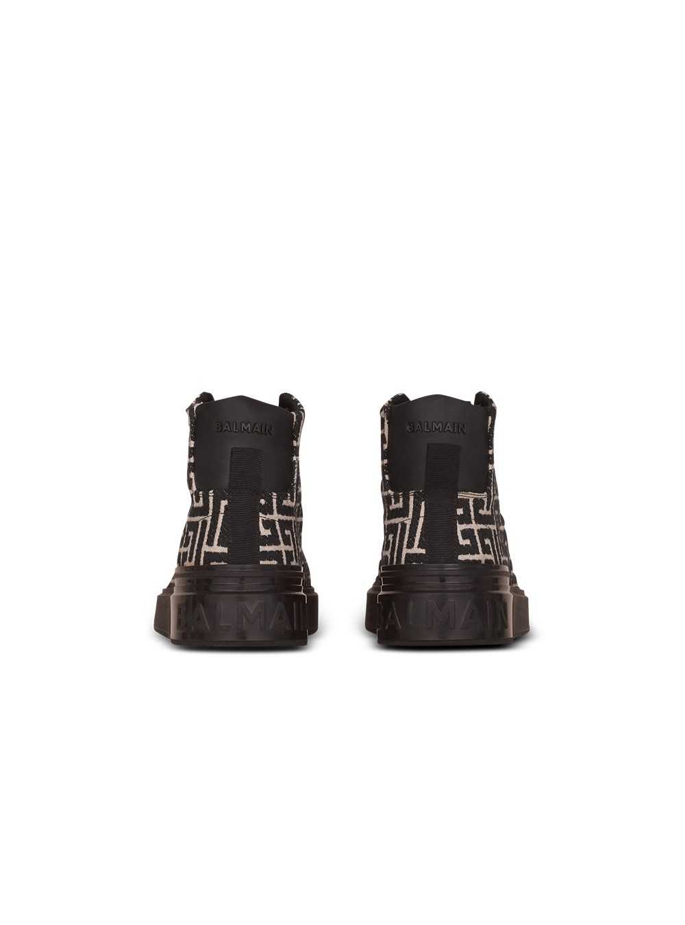 Balmain Monogram Jacquard B-court High-top Sneakers Black | XSQTNWV-68