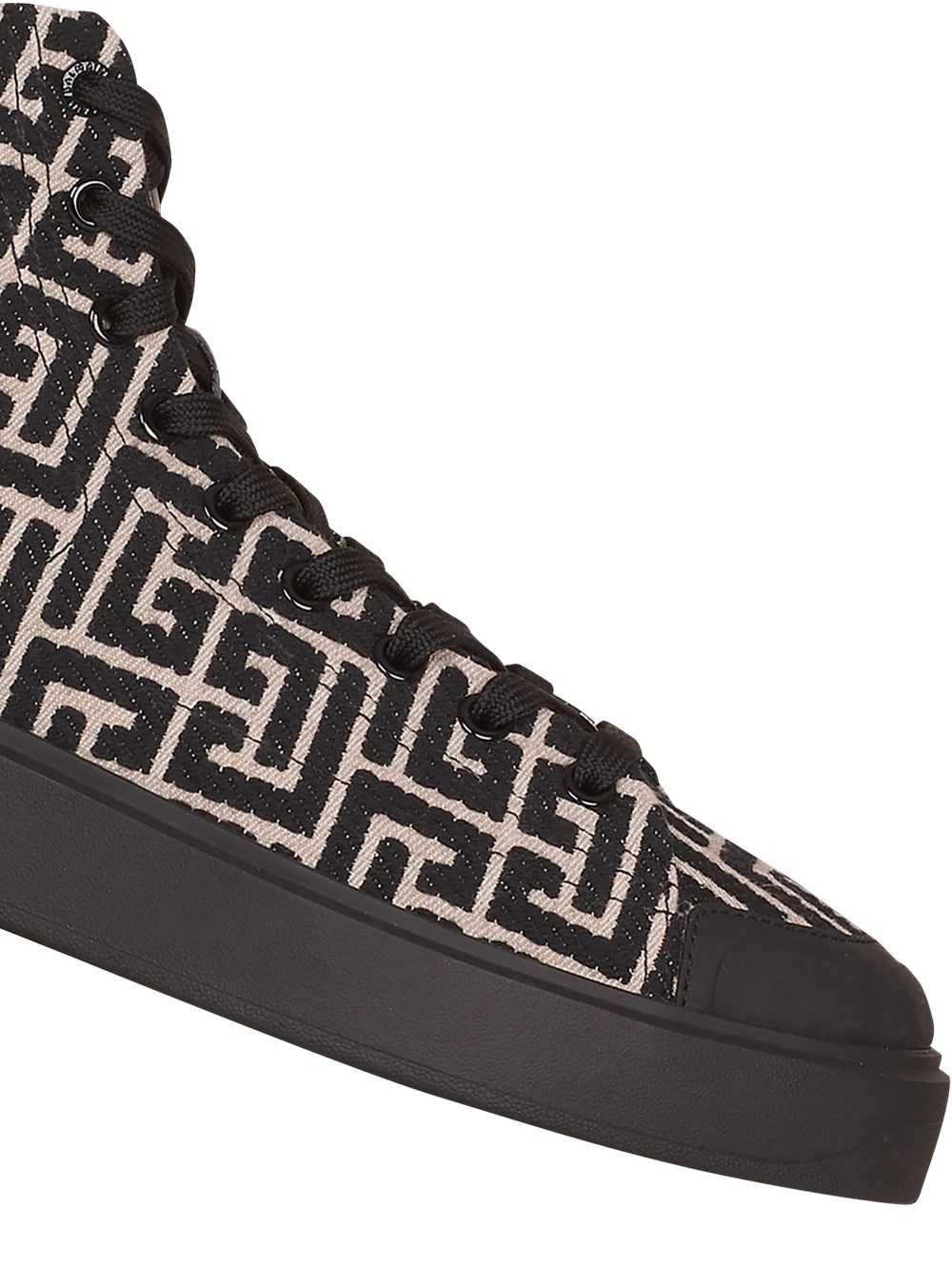 Balmain Monogram Jacquard B-court High-top Sneakers Black | XSQTNWV-68