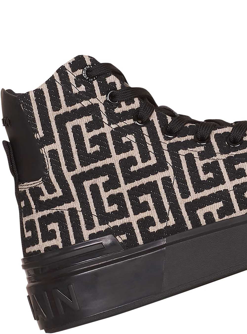 Balmain Monogram Jacquard B-court High-top Sneakers Black | XSQTNWV-68