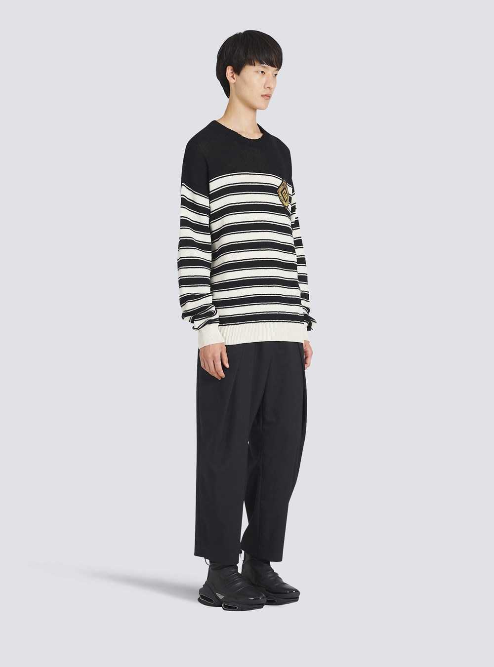 Balmain Nautical Knit Sweater With Balmain Badge Black | KJIDCVH-76