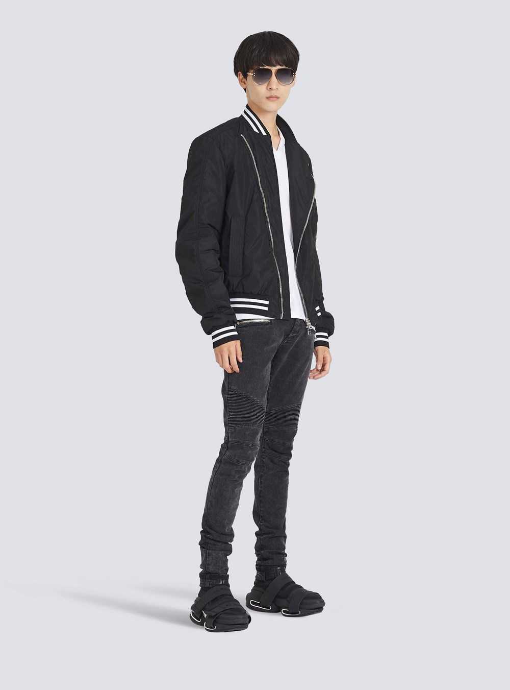 Balmain Nylon Bomber Jacket Black | TDJLIRY-82