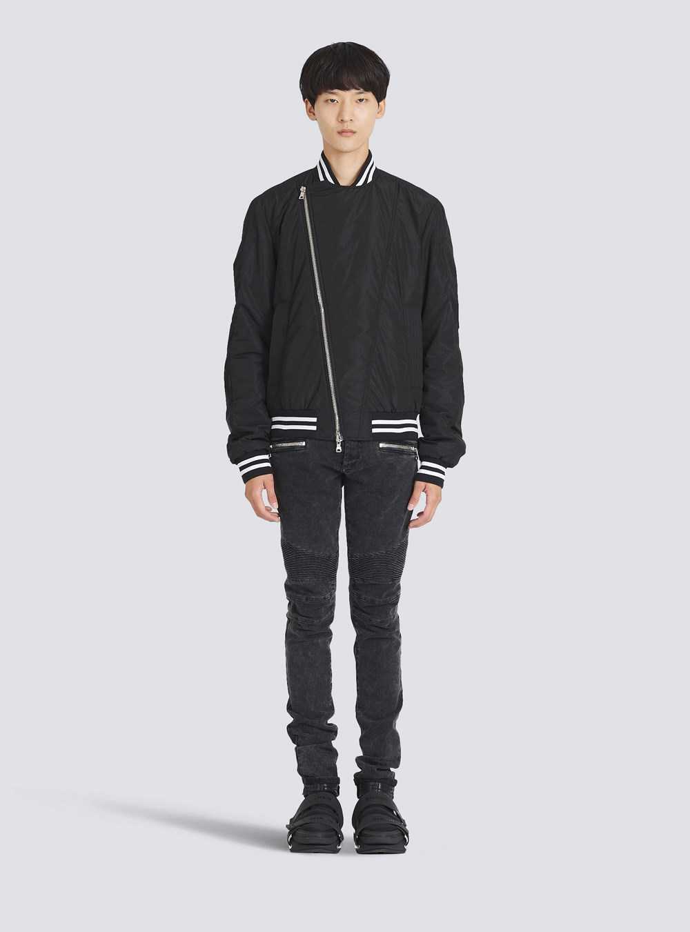 Balmain Nylon Bomber Jacket Black | TDJLIRY-82