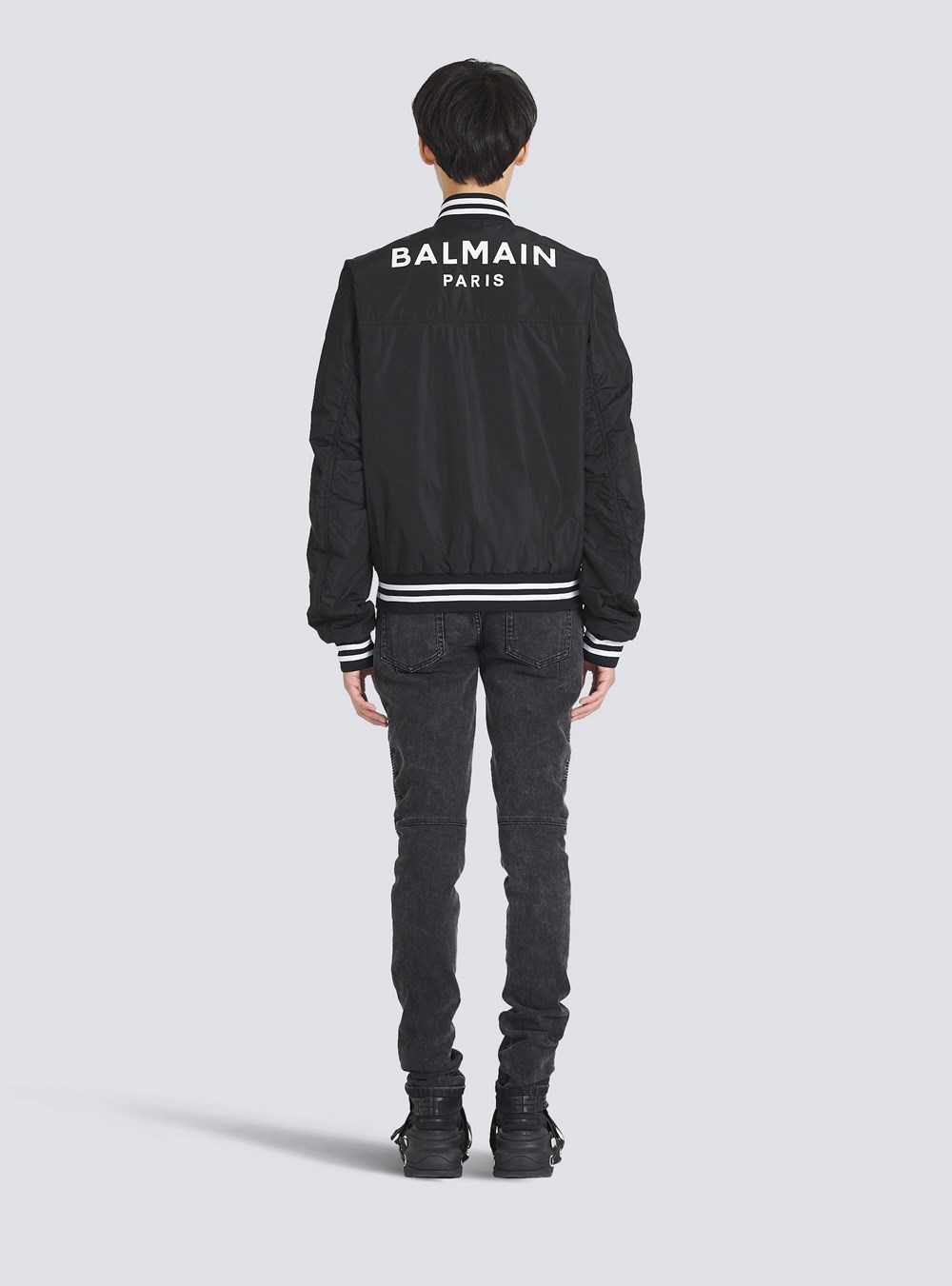 Balmain Nylon Bomber Jacket Black | TDJLIRY-82