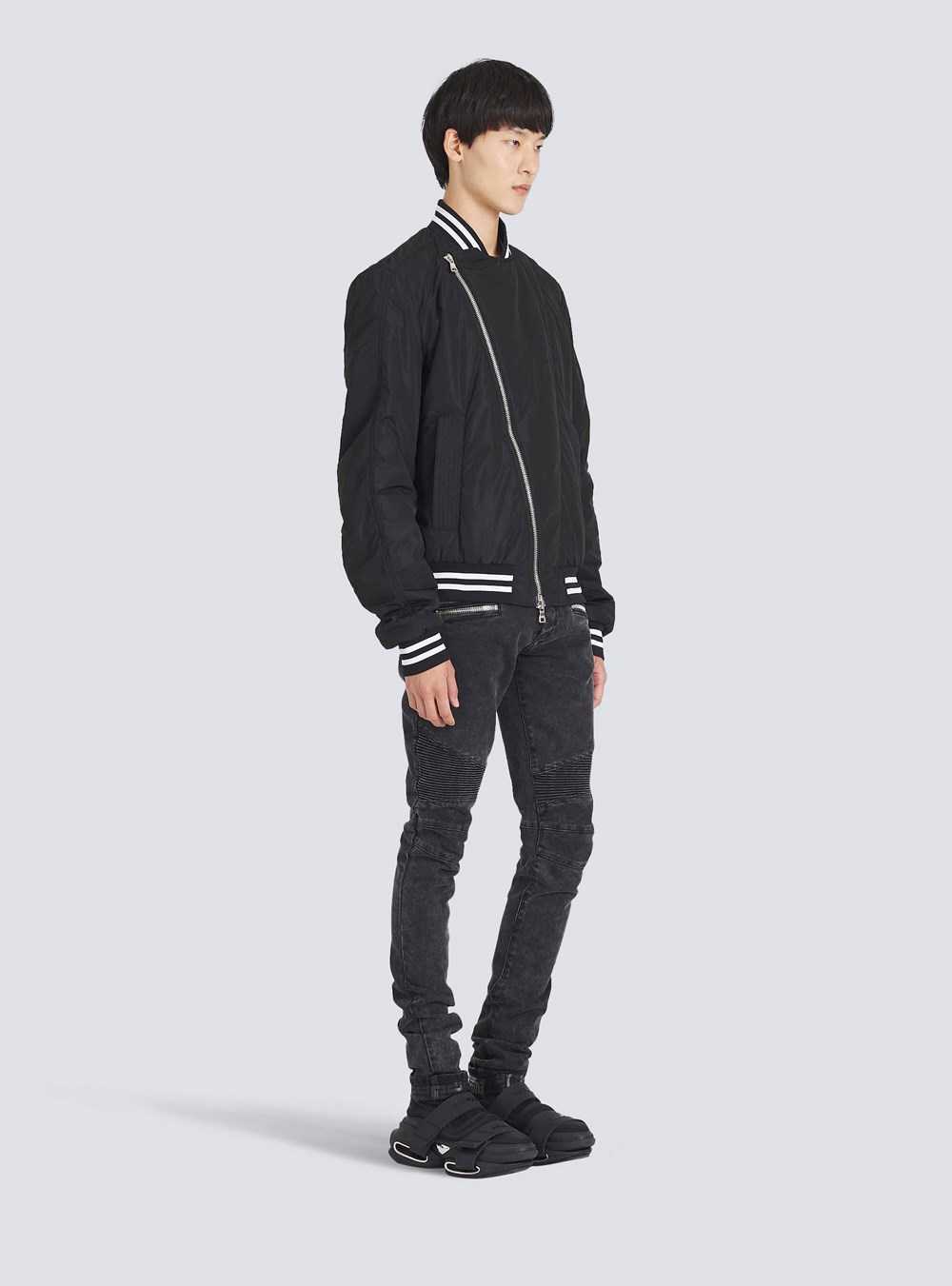 Balmain Nylon Bomber Jacket Black | TDJLIRY-82