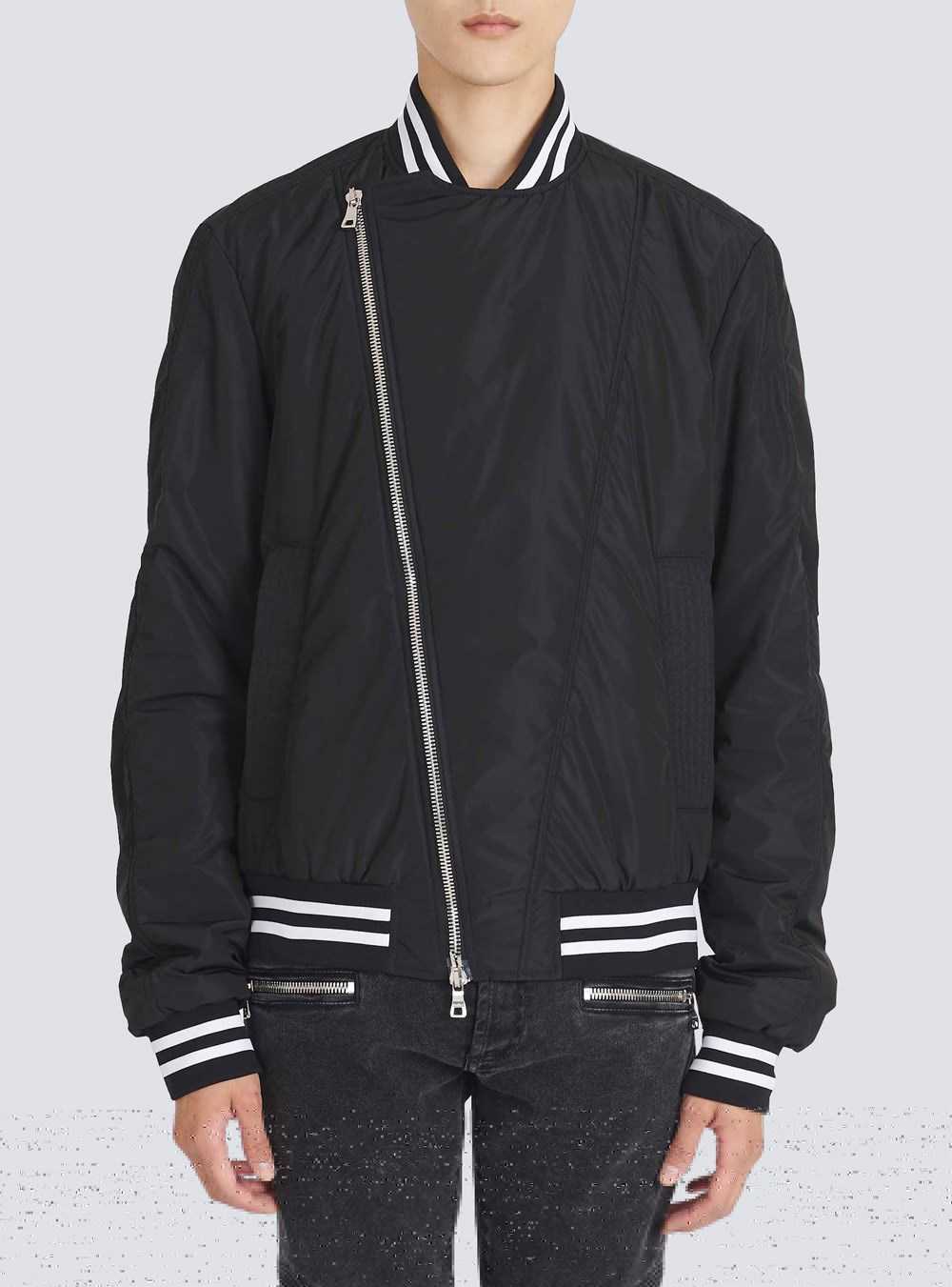 Balmain Nylon Bomber Jacket Black | TDJLIRY-82