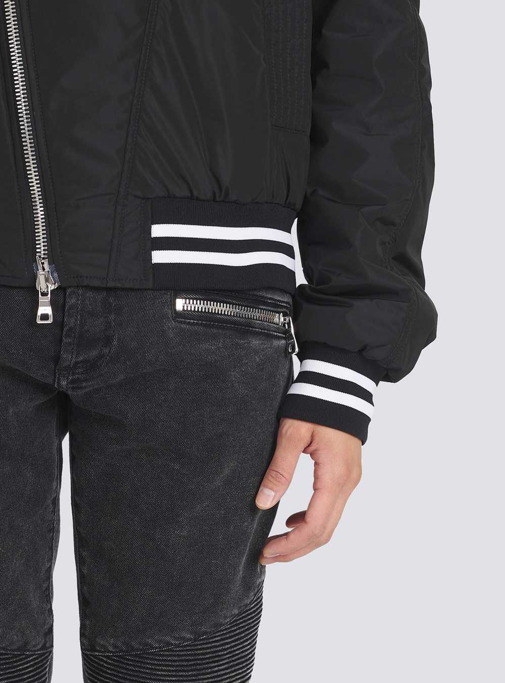 Balmain Nylon Bomber Jacket Black | TDJLIRY-82