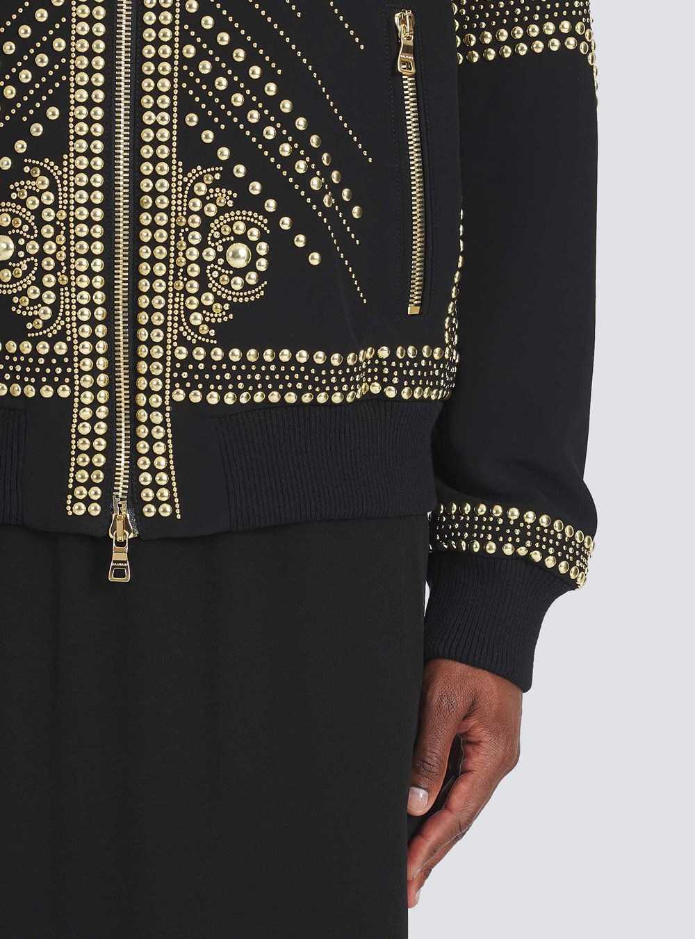 Balmain Nylon Bomber Jacket With Embroidered Studs Gold | KSFXMPC-03