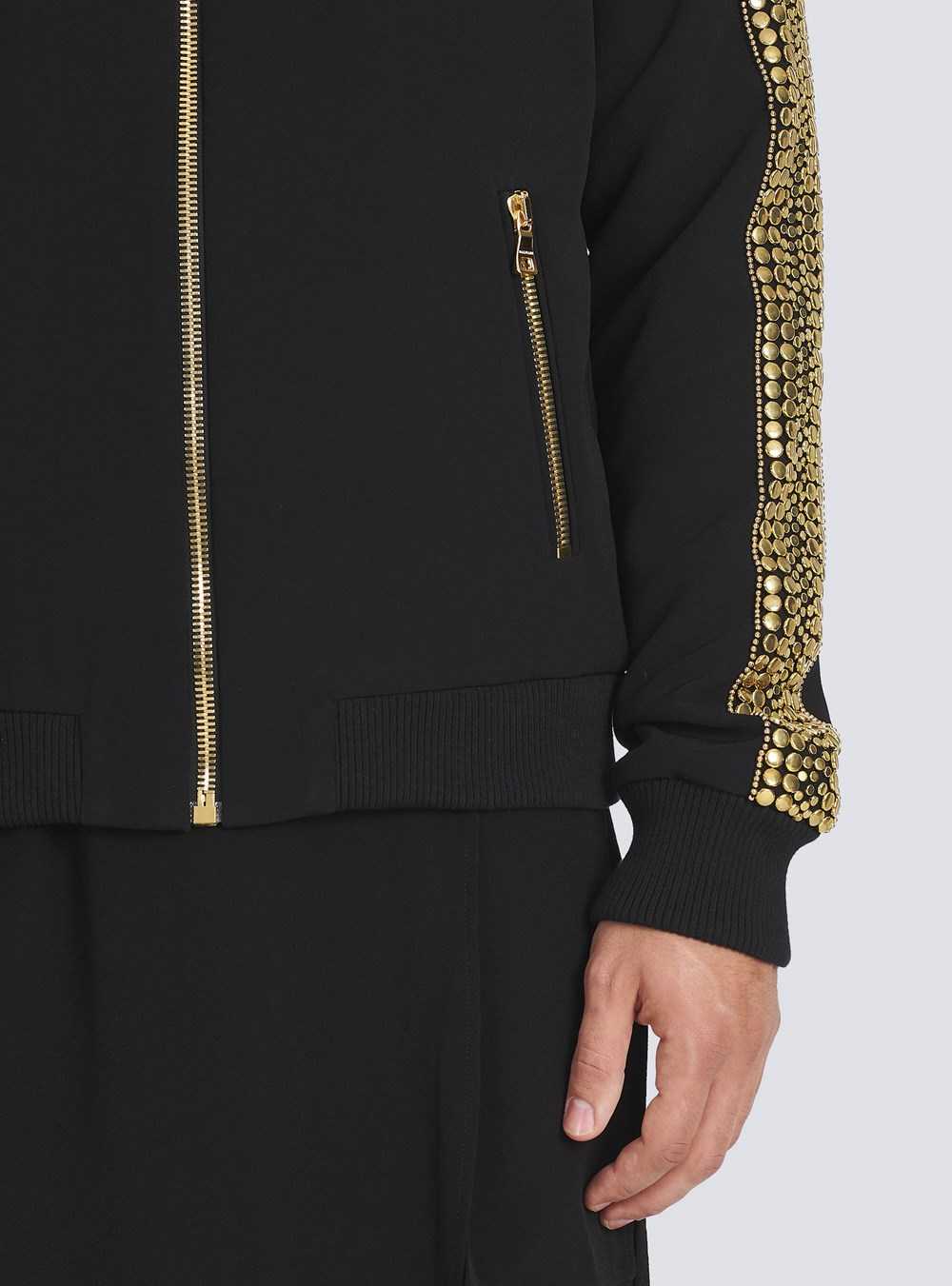 Balmain Nylon Bomber Jacket With Embroidered Gold-tone Studs Black | MNDEHLO-71