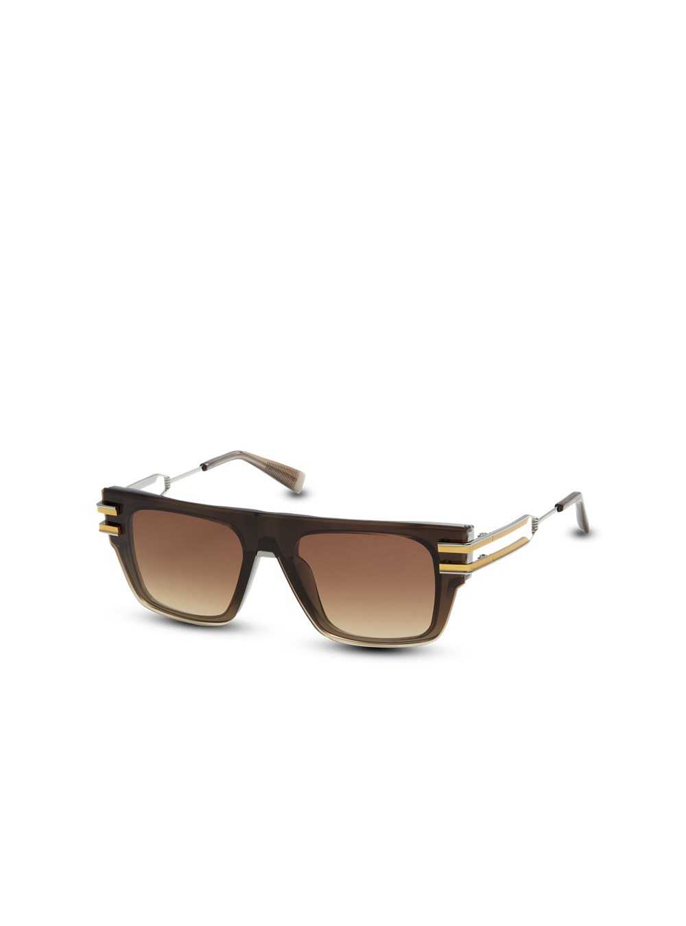 Balmain Nylon Plastic Soldat Sunglasses Brown | QZDXOWM-14