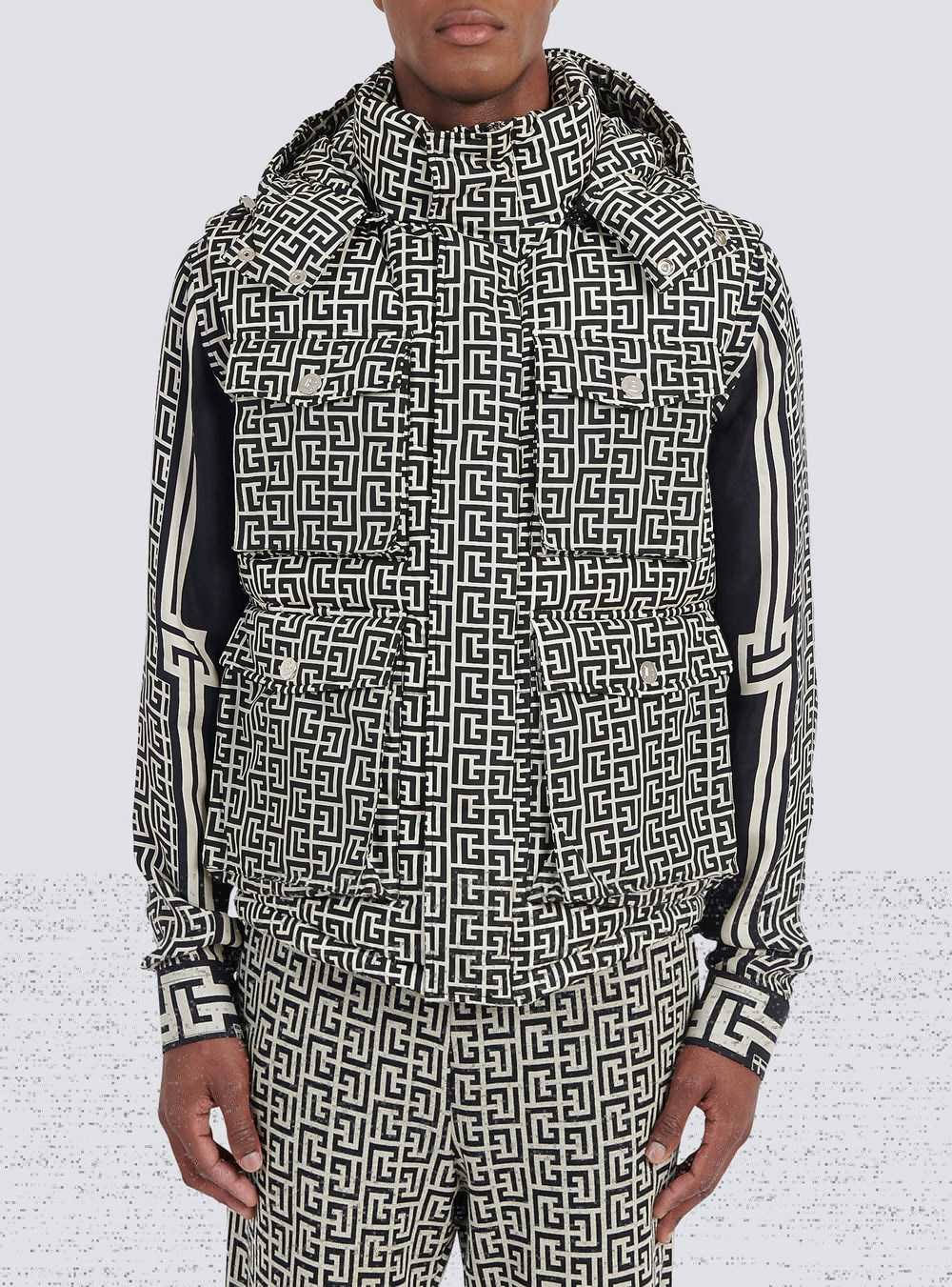 Balmain Nylon Quilted Vest With Balmain Monogram And Hood Black | GMVDSKU-53