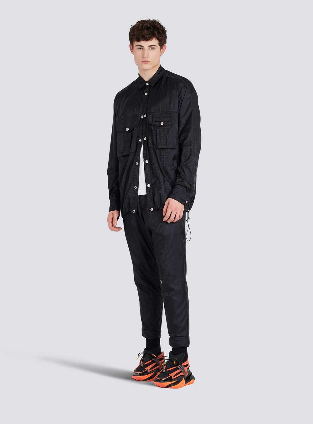 Balmain Nylon Shirt With Balmain Monogram Black | IKYWCSH-35