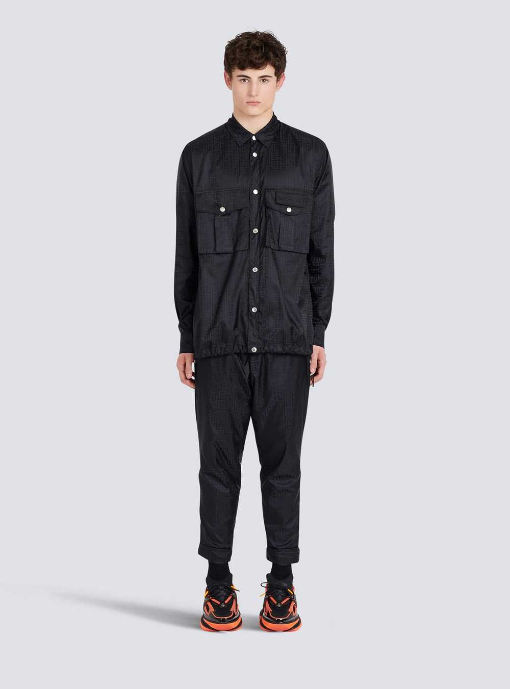 Balmain Nylon Shirt With Balmain Monogram Black | IKYWCSH-35