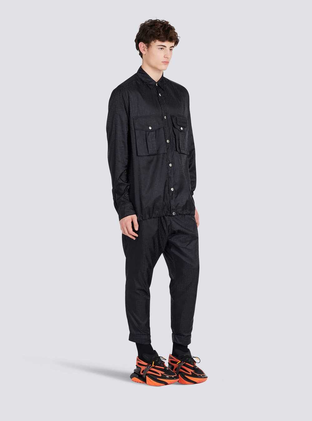 Balmain Nylon Shirt With Balmain Monogram Black | IKYWCSH-35