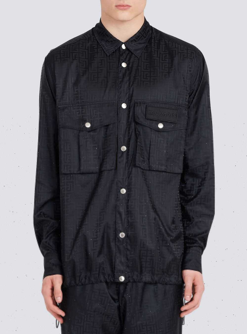 Balmain Nylon Shirt With Balmain Monogram Black | IKYWCSH-35