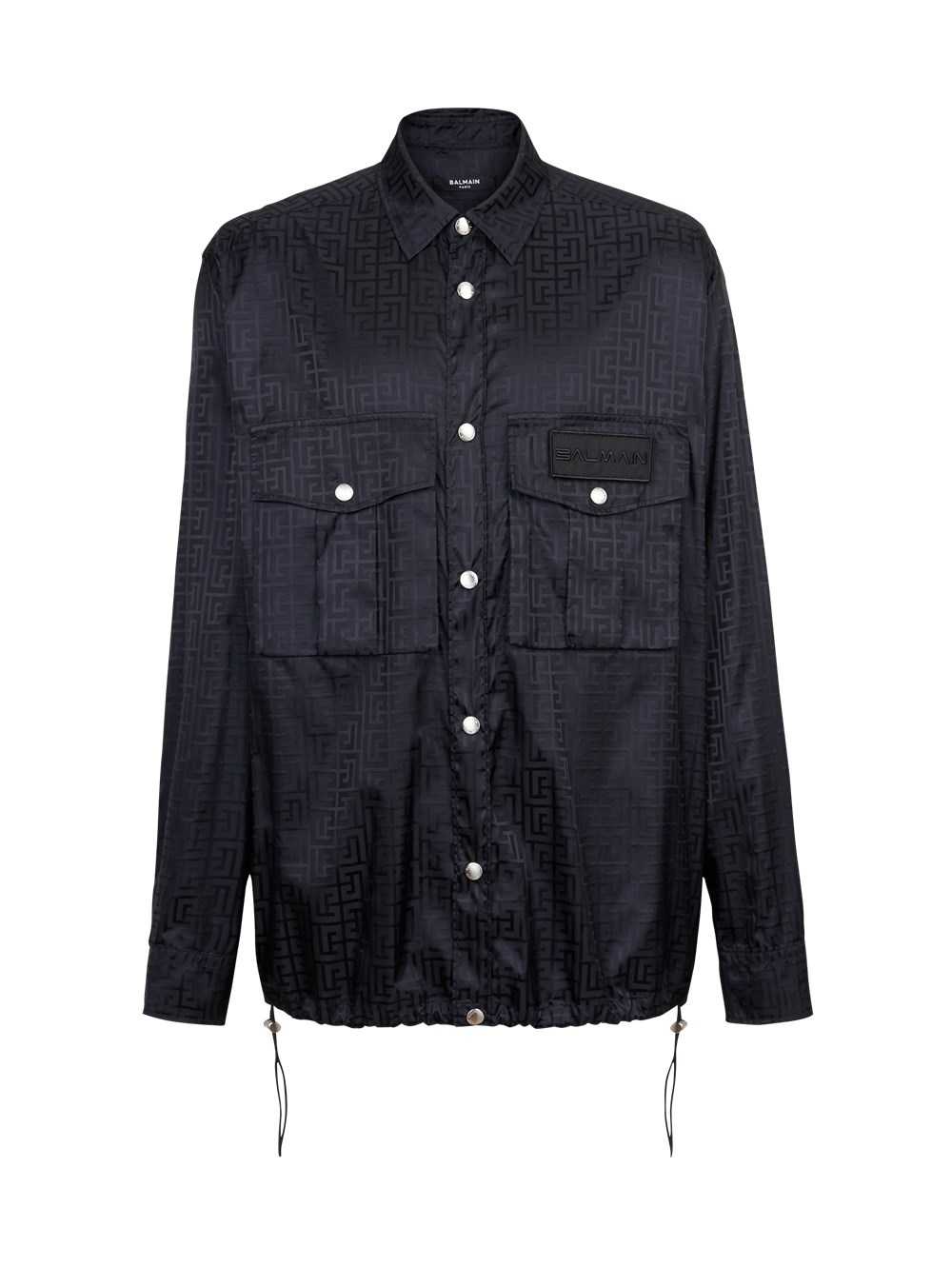 Balmain Nylon Shirt With Balmain Monogram Black | IKYWCSH-35