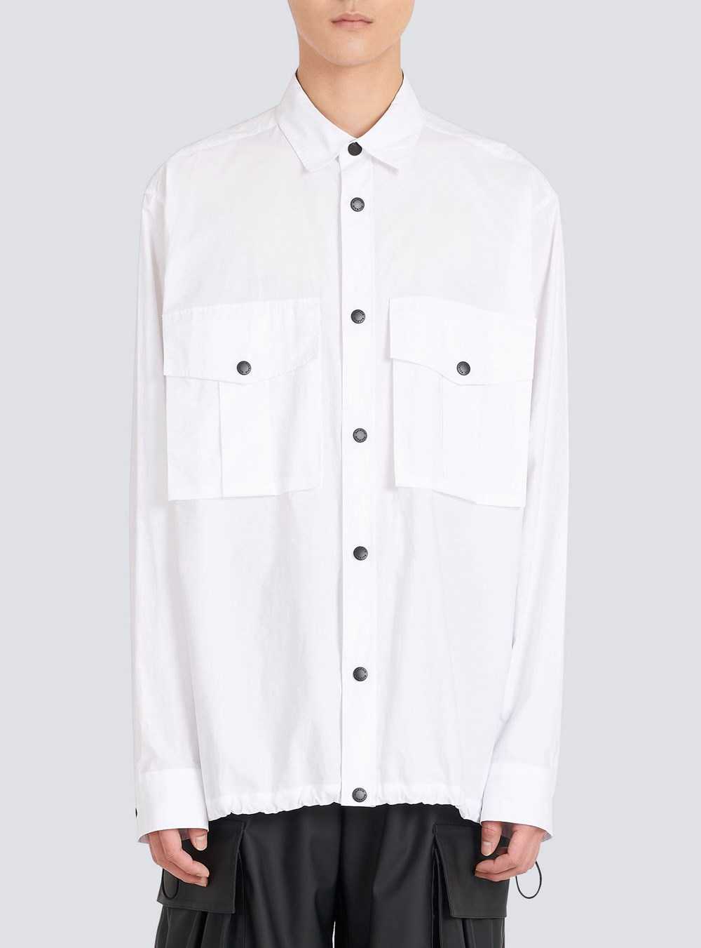 Balmain Nylon Shirt With Balmain Monogram White | VWNKMYO-72