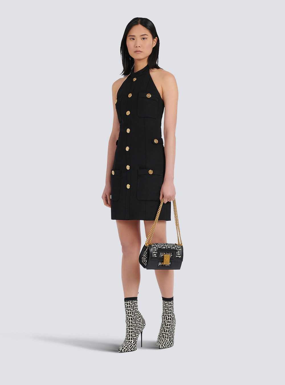 Balmain Open-back Dress With Gold-tone Buttons Black | UQDEOSC-69