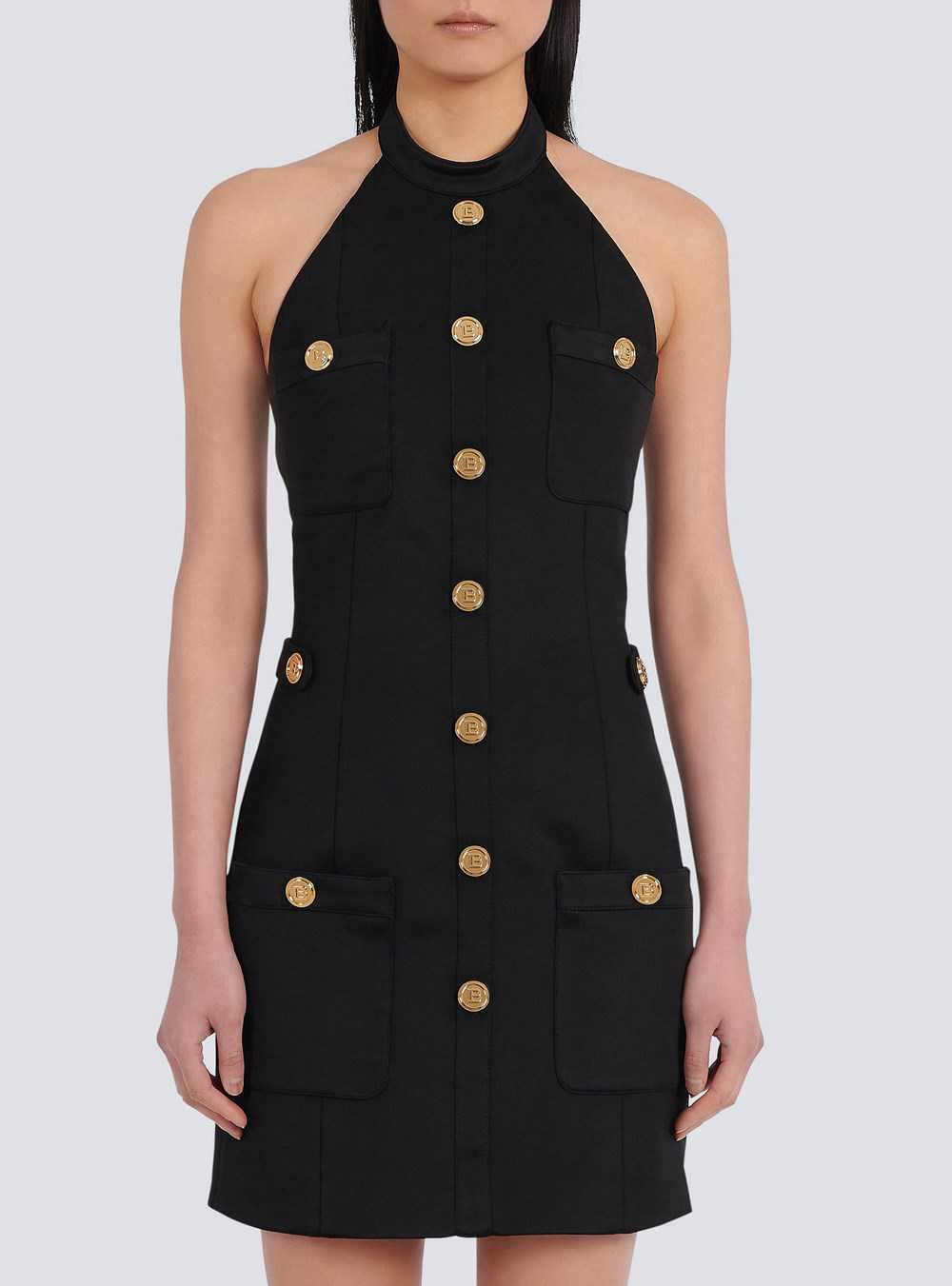 Balmain Open-back Dress With Gold-tone Buttons Black | UQDEOSC-69