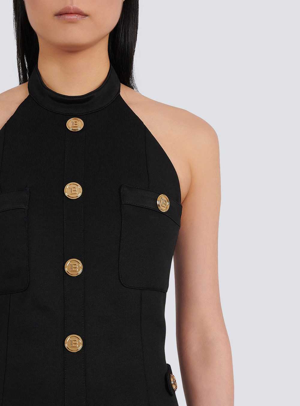 Balmain Open-back Dress With Gold-tone Buttons Black | UQDEOSC-69