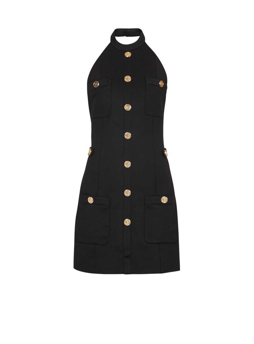 Balmain Open-back Dress With Gold-tone Buttons Black | UQDEOSC-69