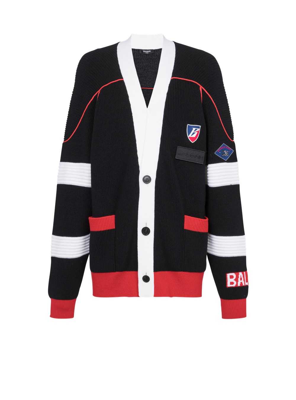 Balmain Oversized B-sporty Boxy Cardigan Black | XUIJODK-34