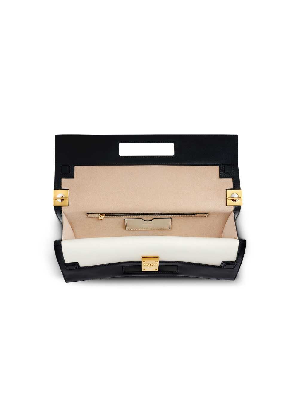 Balmain Oversized Black And White Leather 1945 Heritage Clutch Bag White | RPEDKOX-59