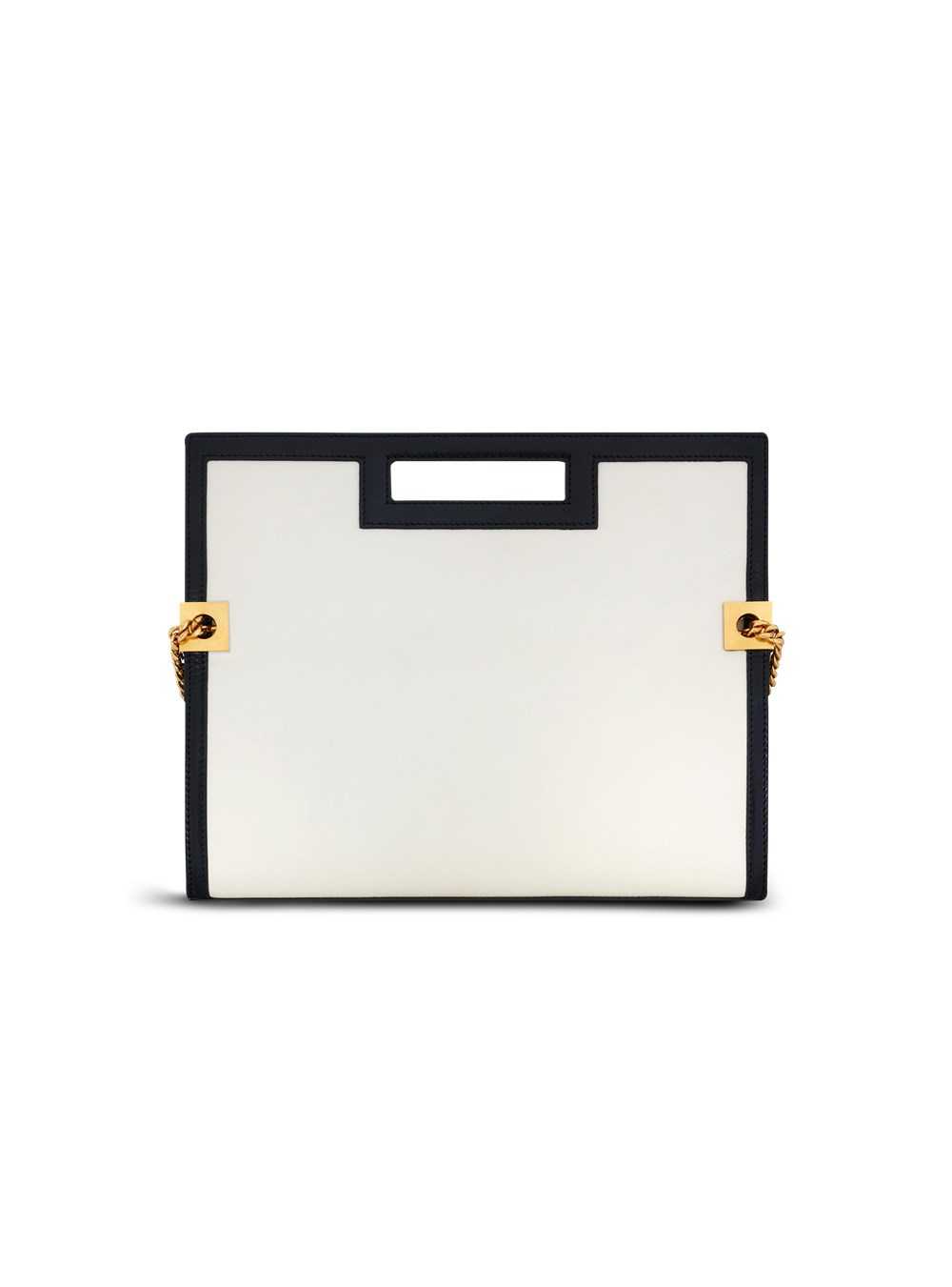 Balmain Oversized Black And White Leather 1945 Heritage Clutch Bag White | RPEDKOX-59