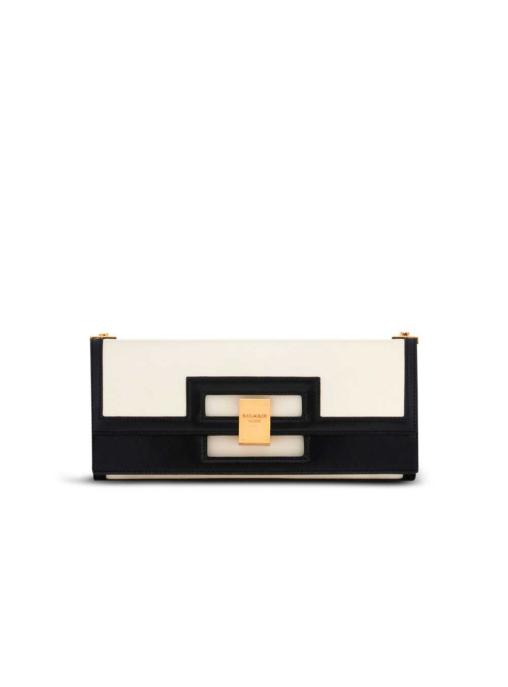 Balmain Oversized Black And White Leather 1945 Heritage Clutch Bag White | RPEDKOX-59