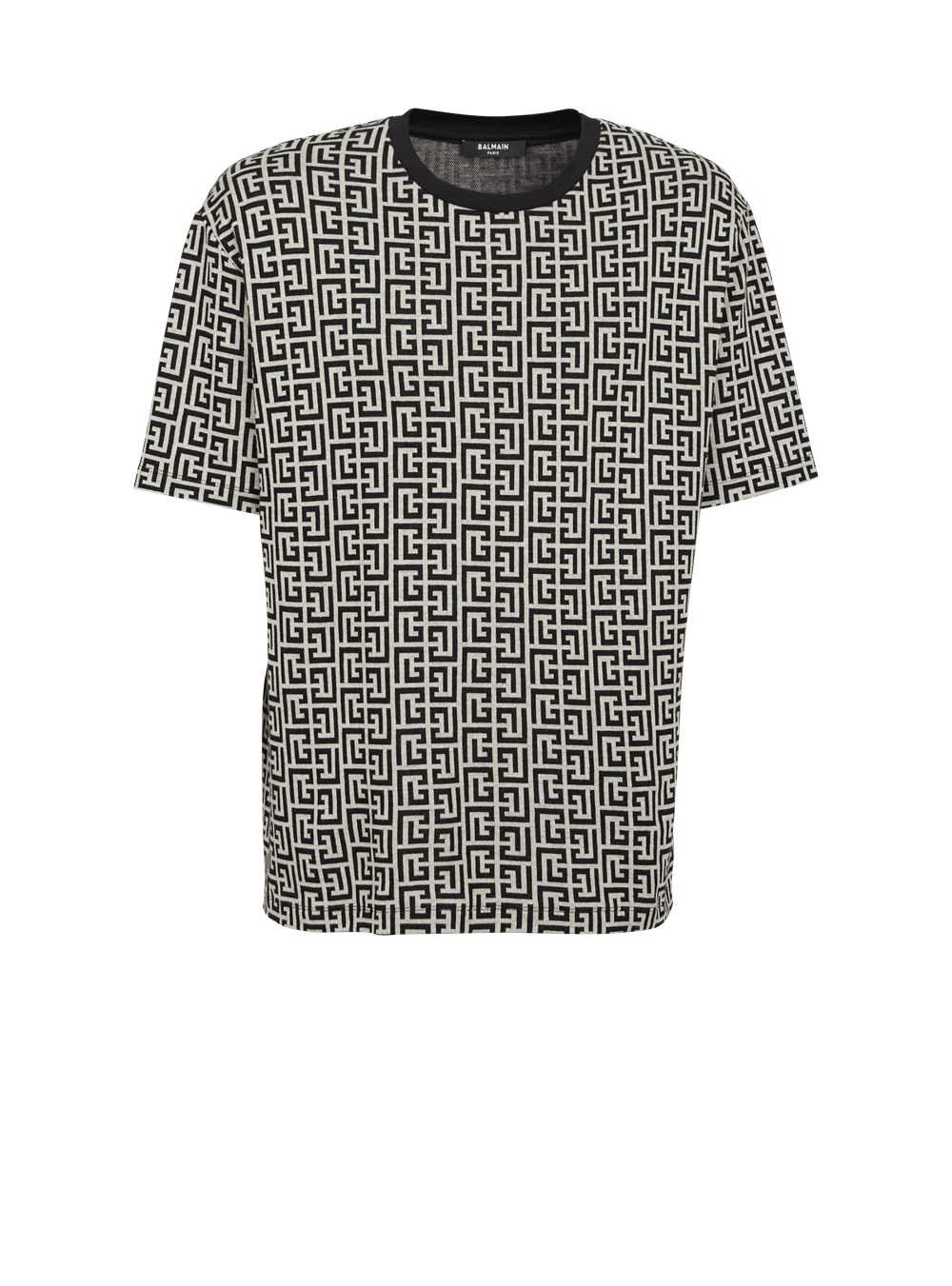 Balmain Oversized Cotton T-shirt With Balmain Monogram Print Black | VBRWLNO-56