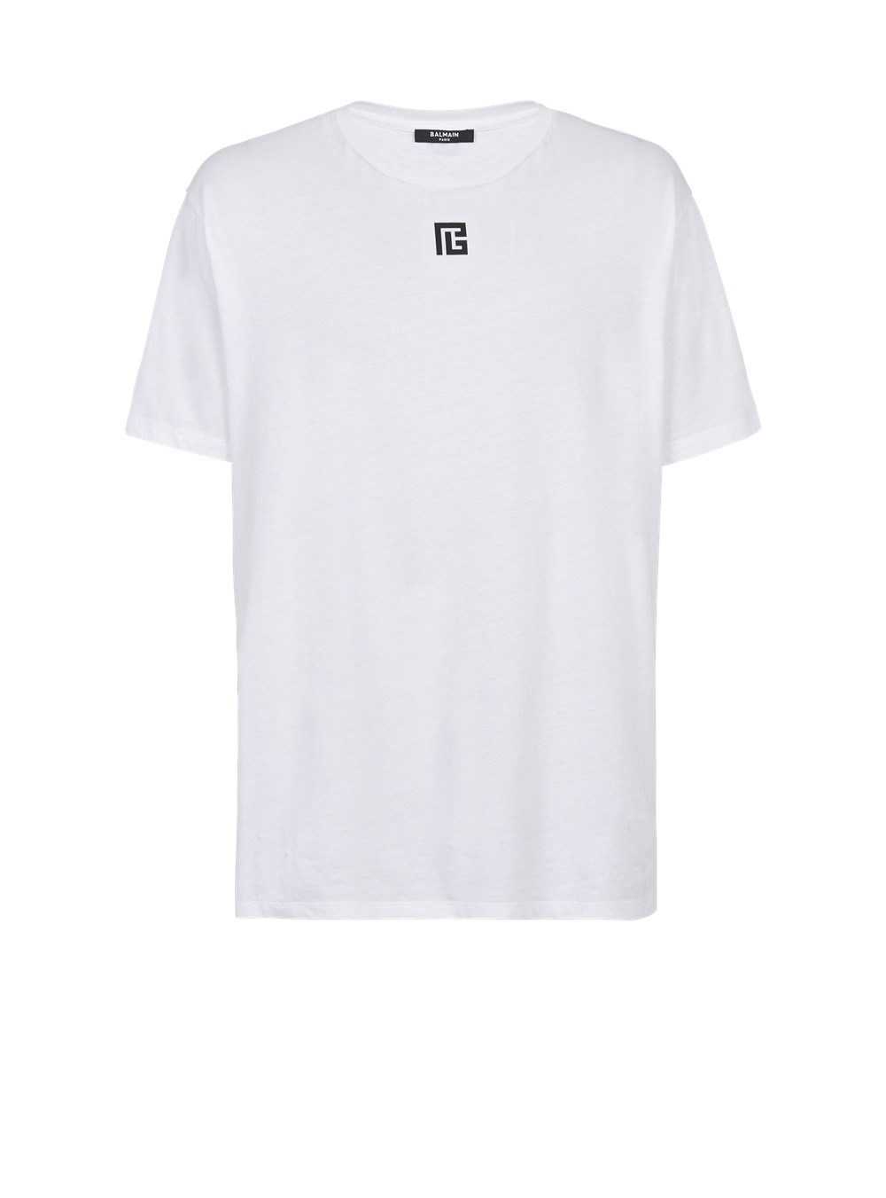 Balmain Oversized Cotton T-shirt With Maxi Balmain Logo Print White | QRSXGPN-84