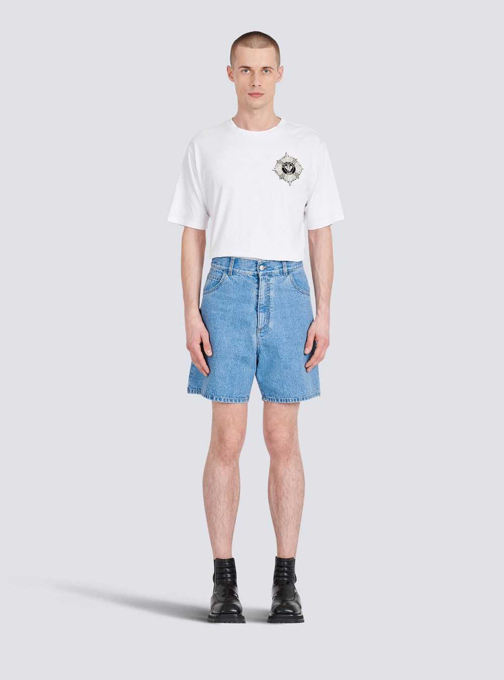 Balmain Oversized Denim Shorts Blue | ETVCNUQ-17