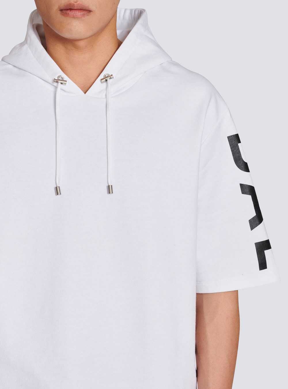 Balmain Oversized Eco-designed Cotton Hooded Sweatshirt With Balmain Logo Print White | IGPEFBL-40