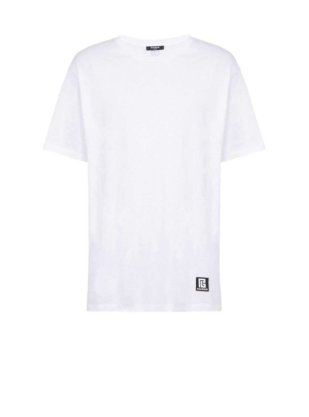 Balmain Oversized Eco-designed Cotton T-shirt With Balmain Logo Print White | HMPBIYN-34