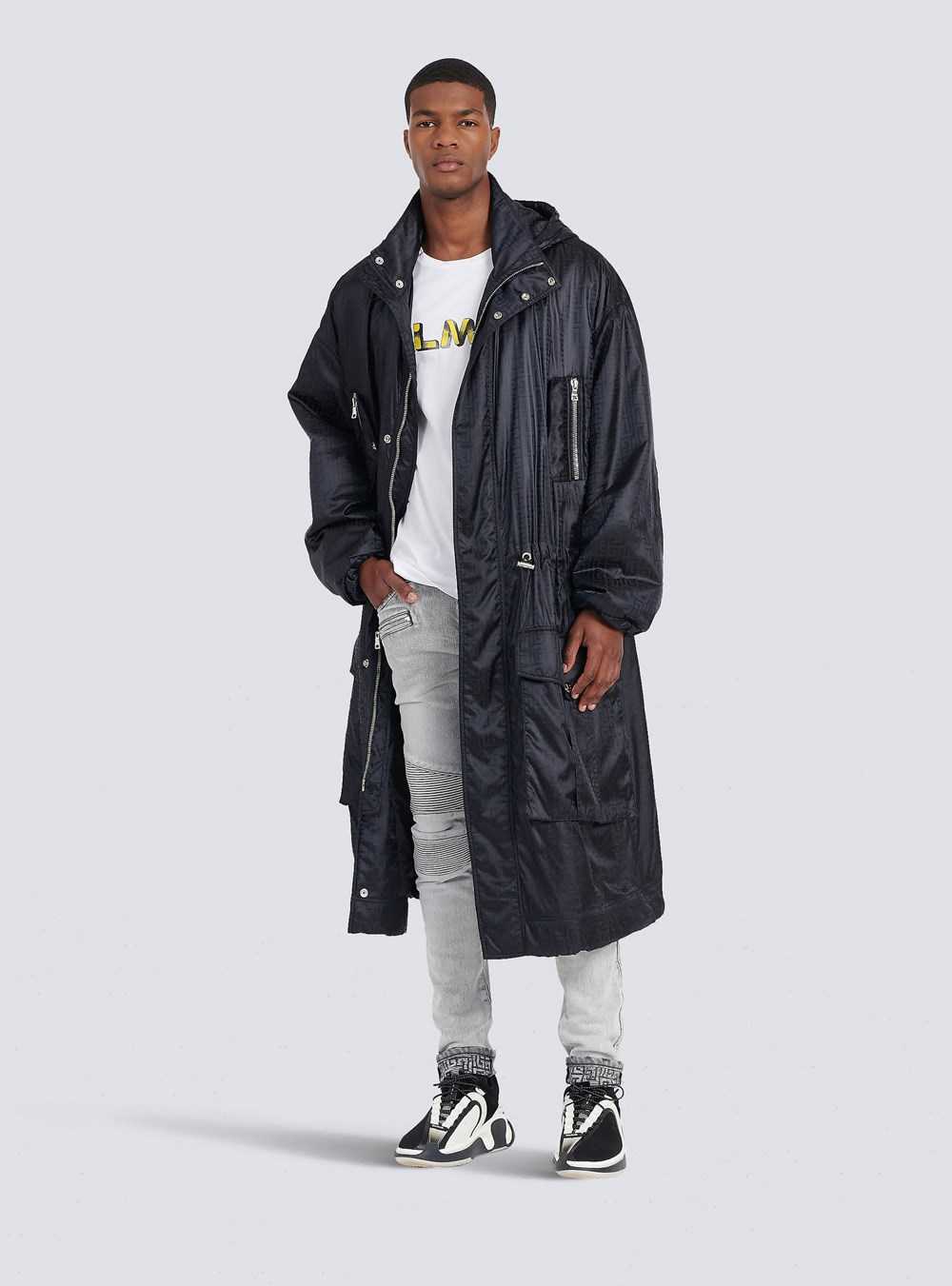 Balmain Oversized Nylon Parka With Balmain Monogram Black | UWYZCKA-80