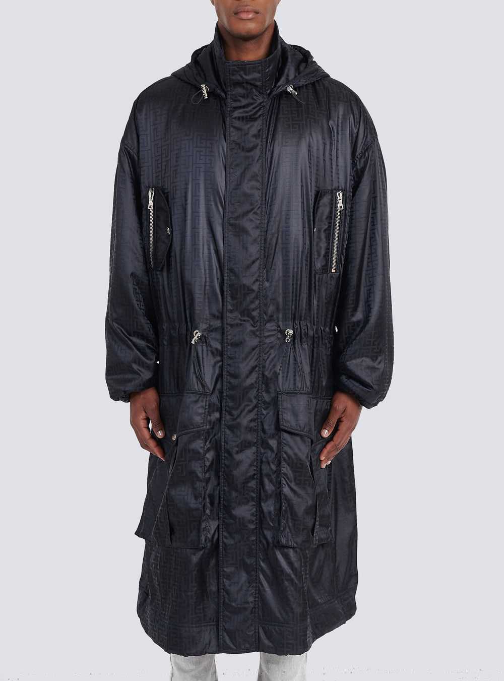 Balmain Oversized Nylon Parka With Balmain Monogram Black | UWYZCKA-80