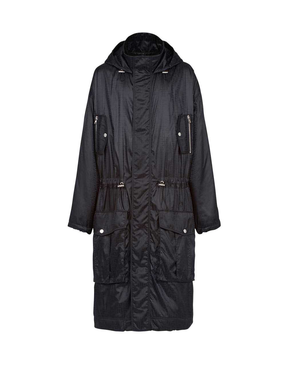 Balmain Oversized Nylon Parka With Balmain Monogram Black | UWYZCKA-80