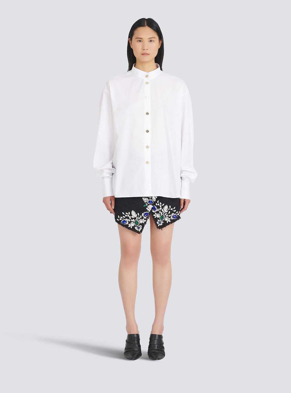 Balmain Poplin Shirt White | BMLNFEI-85