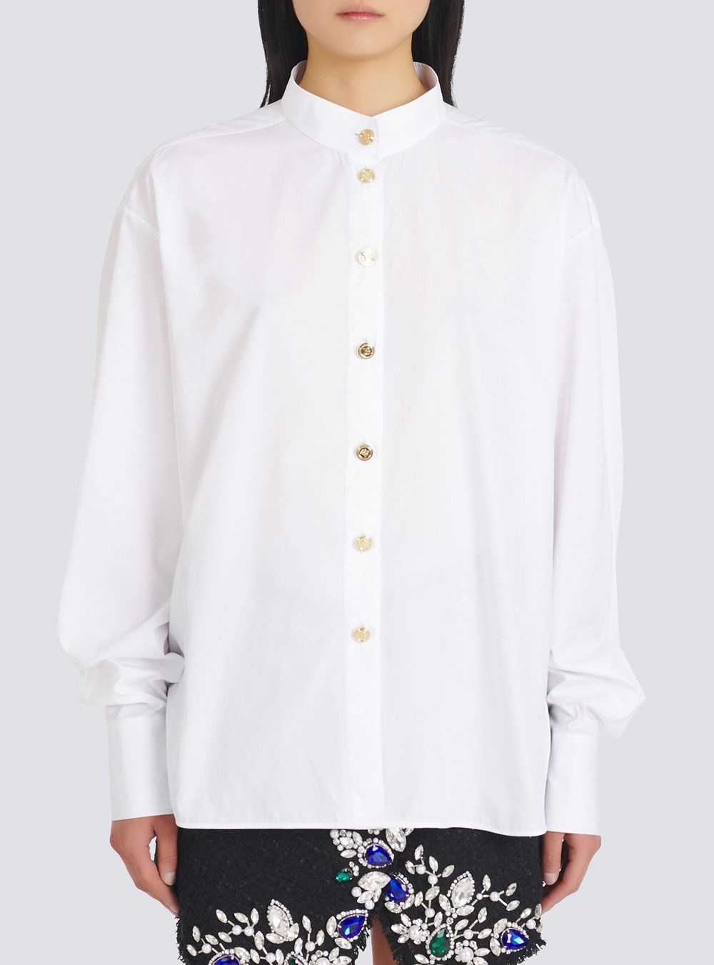 Balmain Poplin Shirt White | BMLNFEI-85