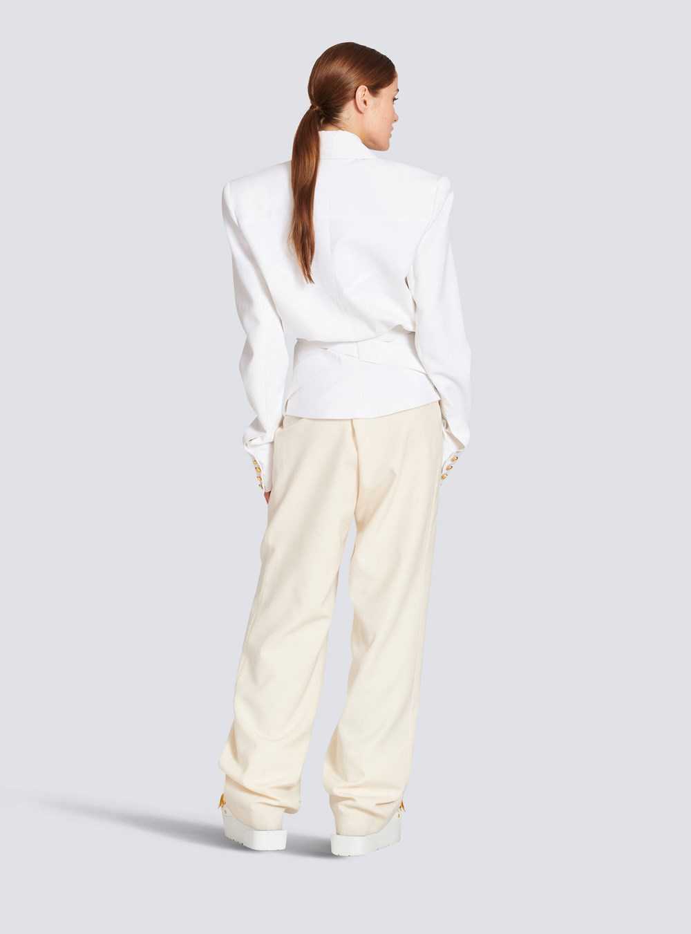 Balmain Poplin Shirt White | ZNXEYTG-89