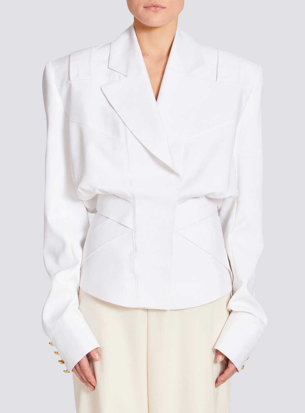 Balmain Poplin Shirt White | ZNXEYTG-89