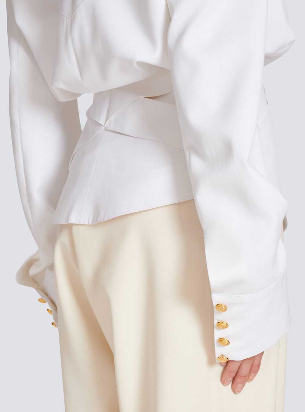 Balmain Poplin Shirt White | ZNXEYTG-89