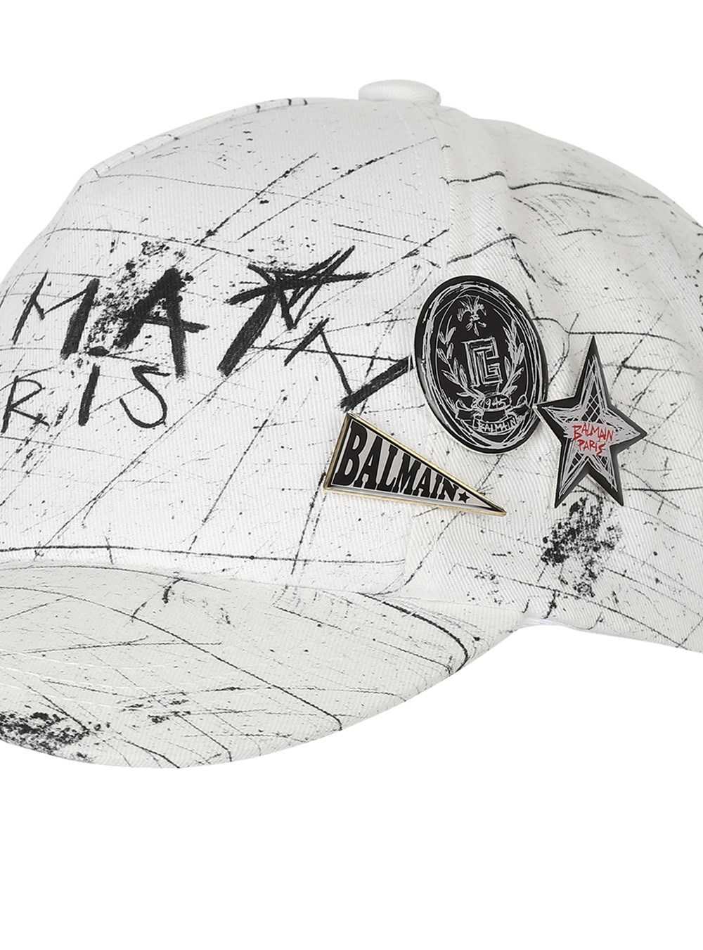 Balmain Print Cotton Cap White | CPOIGJR-05