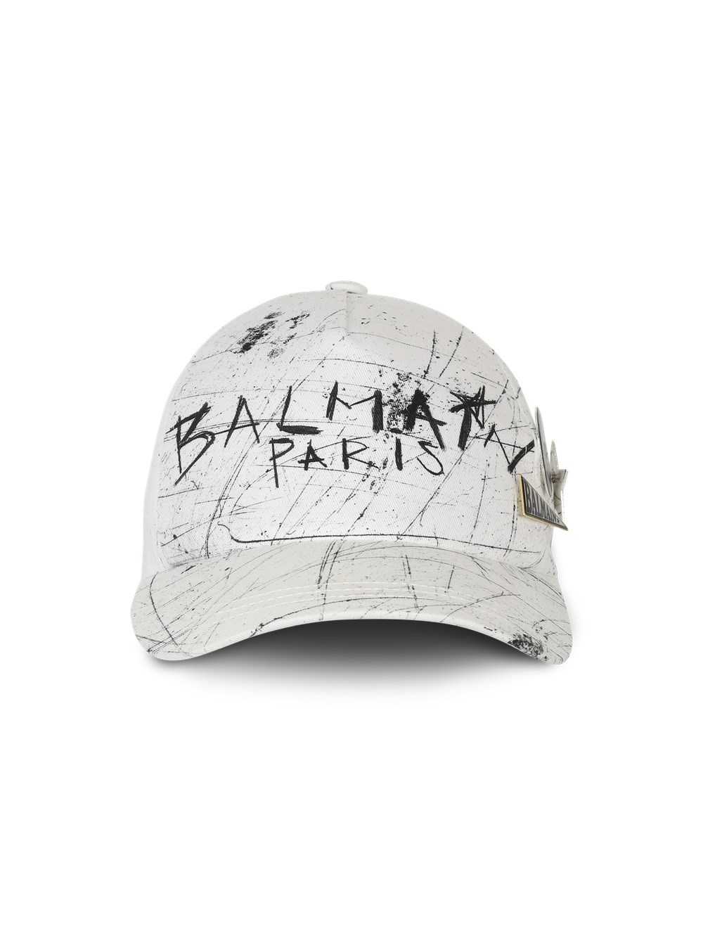 Balmain Print Cotton Cap White | CPOIGJR-05