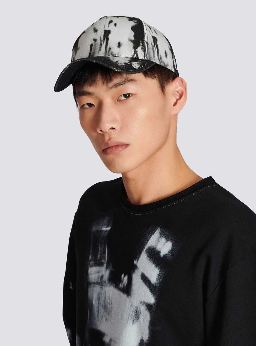 Balmain Printed Cotton Cap Black | OQAVRJL-50