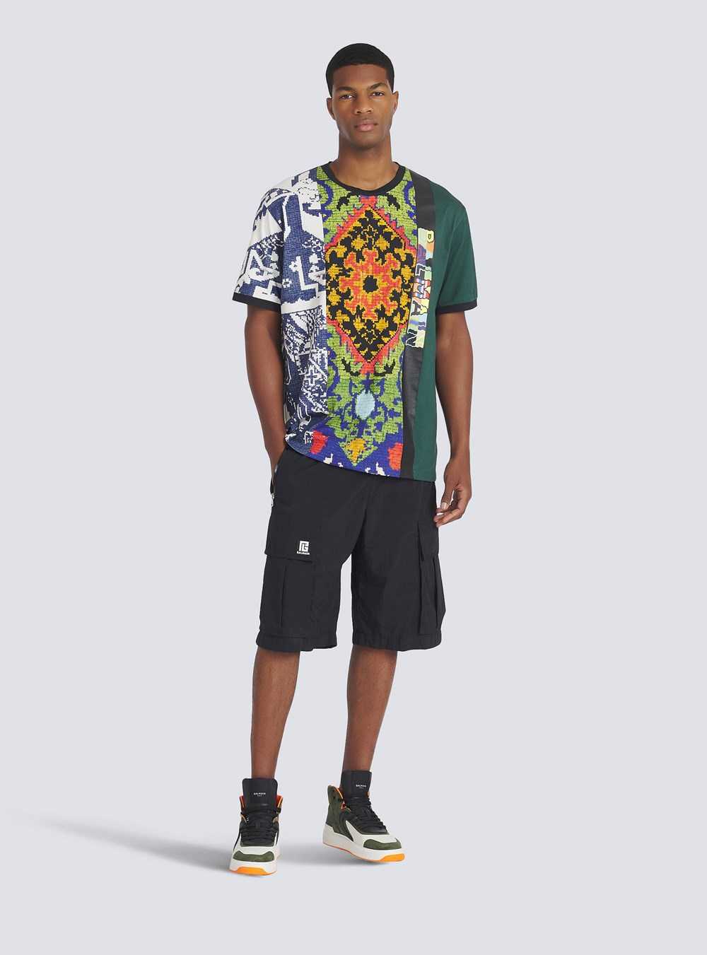 Balmain Printed Oversized Cotton T-shirt Multicolor | PAHRQKV-53