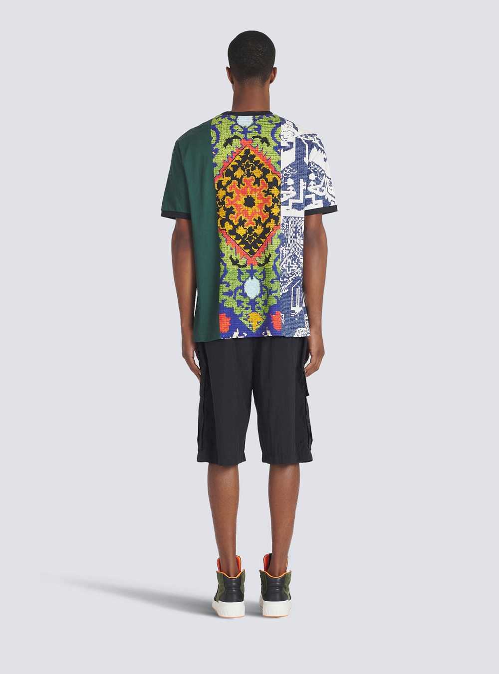 Balmain Printed Oversized Cotton T-shirt Multicolor | PAHRQKV-53