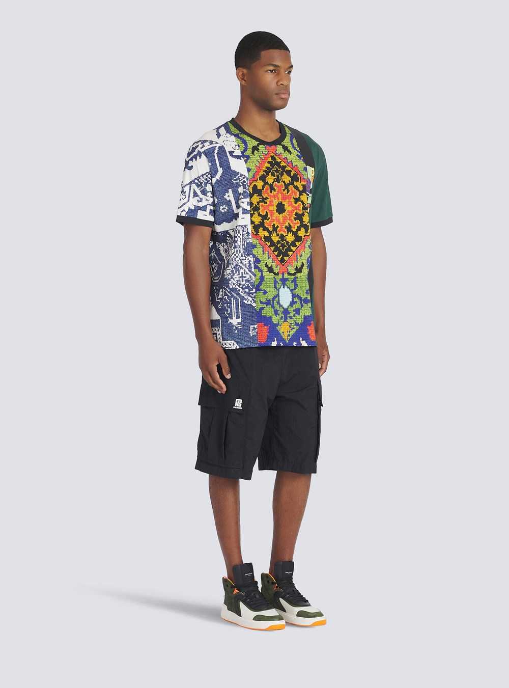 Balmain Printed Oversized Cotton T-shirt Multicolor | PAHRQKV-53